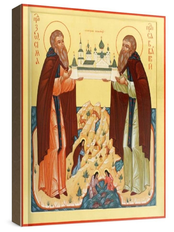 Зосима и Савватий (рукописная икона)