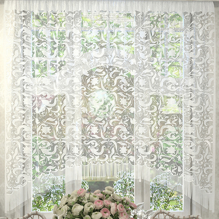 Занавеска "Л. Т89", цвет белый, на шторной ленте, Беларусь.