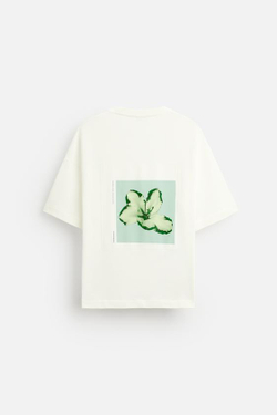 ZARA ТОЛСТОВКА С КОНТРАСТНОЙ НАШИВКОЙ, БЕЛЫЙ