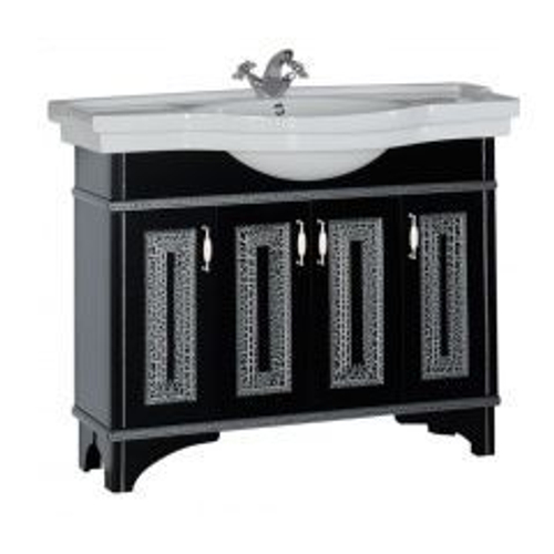 Тумба с раковиной Aquanet Валенса 110 черный краколет/серебро