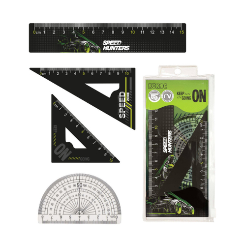 Набор чертежный (линейка 15 см 2 треуг трансп) КОКОС Авто флайт (423511)