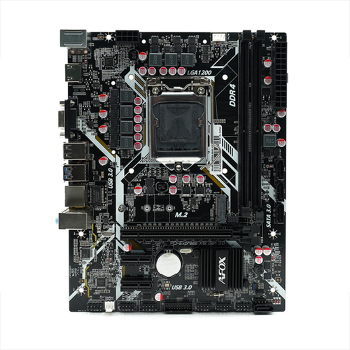 Материнская плата AFOX IH410D4-MA5-V4, Socket1200, mATX, Retail, 2xDDR4, PCIe3.0, 1xM.2, GLAN, 2xPS/2, 6xUSB2, 4xUSB3, VGA, HDMI