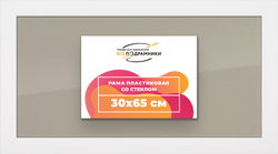 Рамка 30x65 для постера и фотографий, пластиковая, багетная, со стеклом и задником, ВсеПодрамники