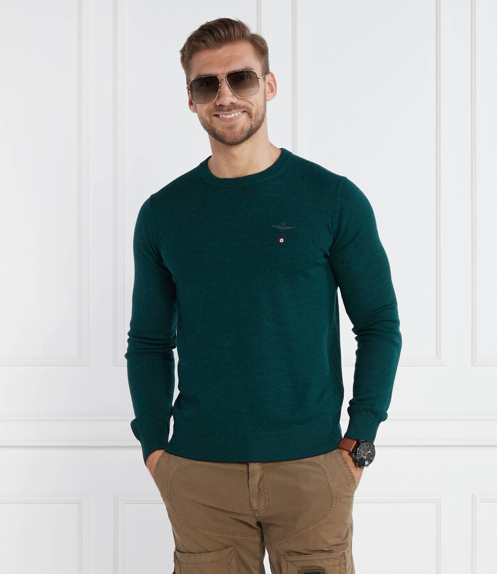 Wełniany свитер Aeronautica Militare - темно-зеленый(MA1388L415)
