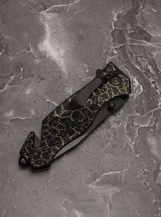 Складной нож тактический BOKER Черный с карабином