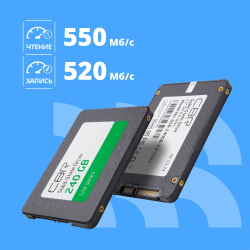 SSD диск CBR SSD-240GB-2.5-LT22, Внутренний SSD-накопитель, серия "Lite", 240 GB, 2.5", SATA III 6 Gbit/s, SM2259XT, 3D TLC NAND, R/W speed up to 550/520 MB/s, TBW (TB) 120