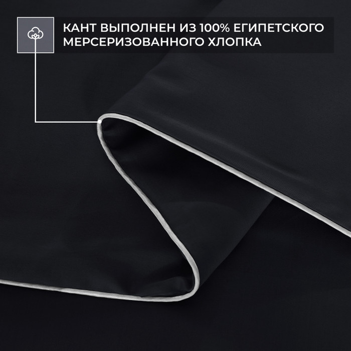 Комплект постельного белья на резинке Однотонный Сатин Премиум «Темный индиго»