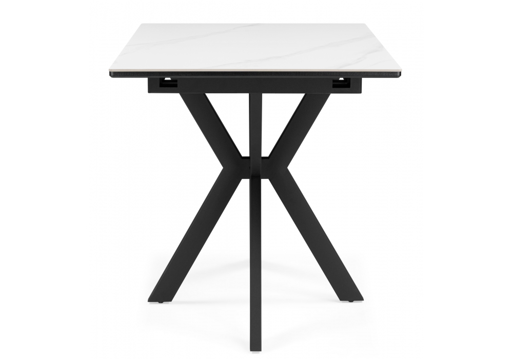 Керамический стол Woodville Гардинг 100(130)x70 белый мрамор, черный