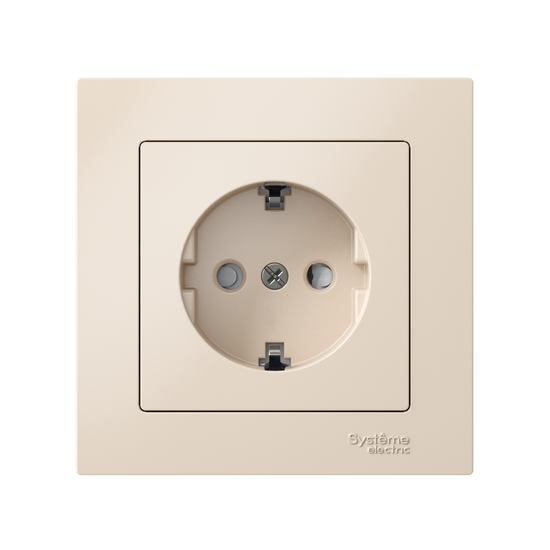 Розетка AtlasDesign 16А с заземл. защ. шторки быстрозажим. клем. в сборе беж. SE ATN000244S