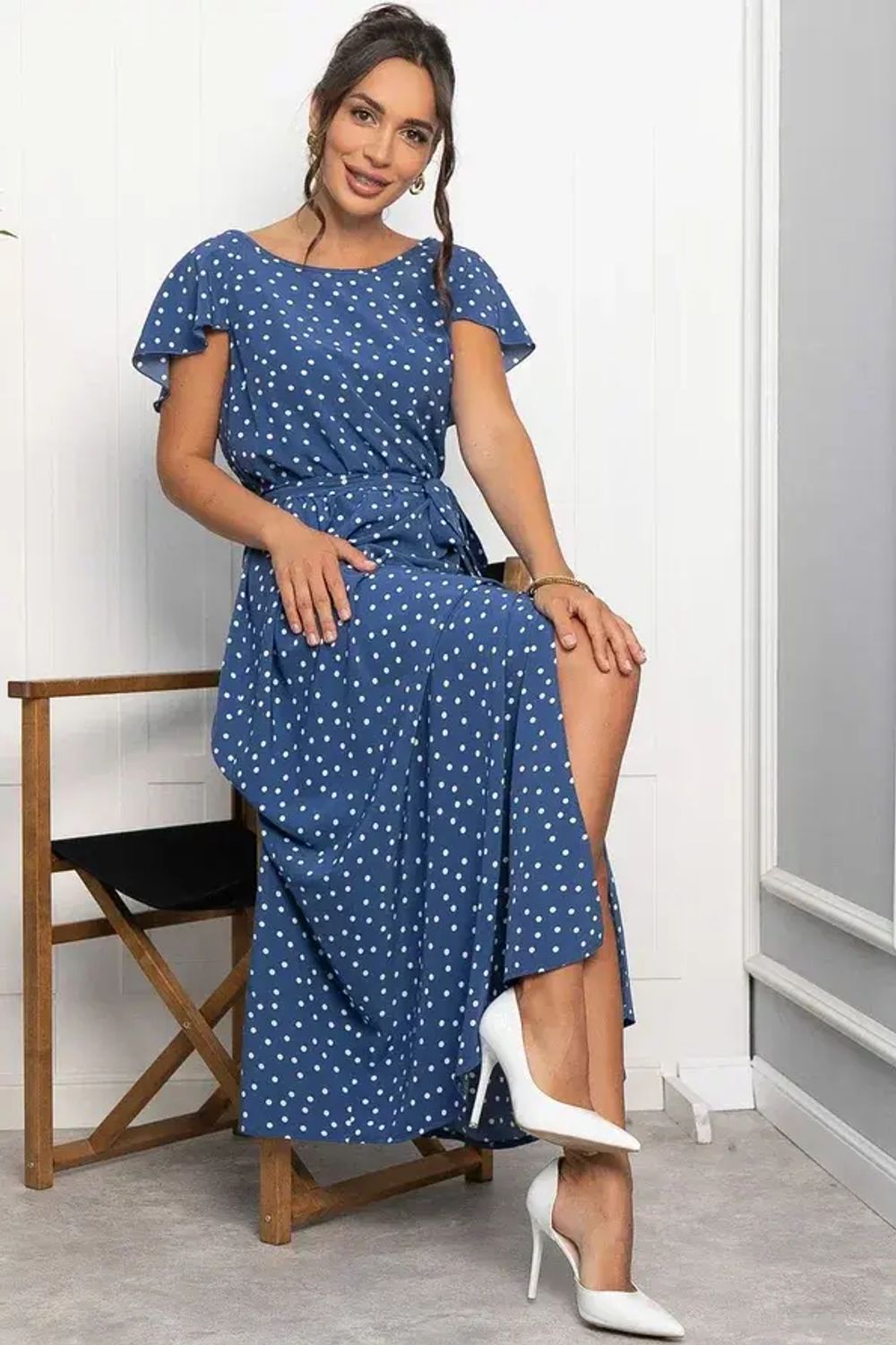 Платье Жара (синее/горох) П13968-16М LT Collection