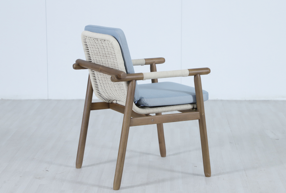 Комплект обеденной деревянной мебели на 8 персон Tagliamento Apoyo, грецкий орех, голубой