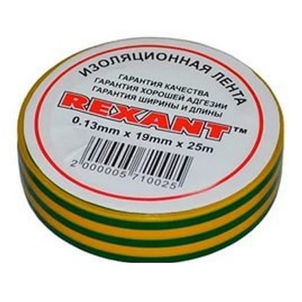 Изолента 19 мм х 25 м Желто-Зеленая (5 шт)