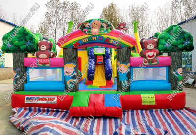 Коммерческий батут "Мишки и дети", размер 10*6*5 м