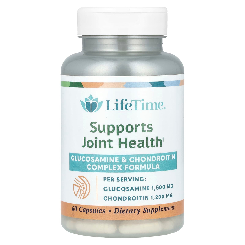LifeTime Vitamins, Комплексная формула глюкозамина и хондроитина, 60 капсул