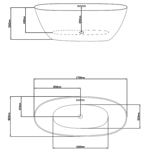 Ванна акриловая Loranto 170х82 отдельностоящая (CS-14-170)