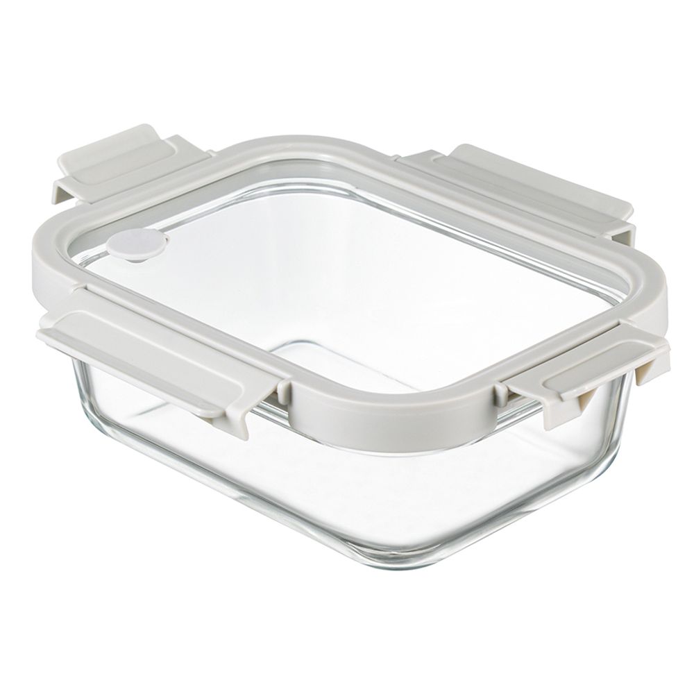 Контейнер для запекания и хранения прямоугольный Click Glass, 1 л, светло-серый