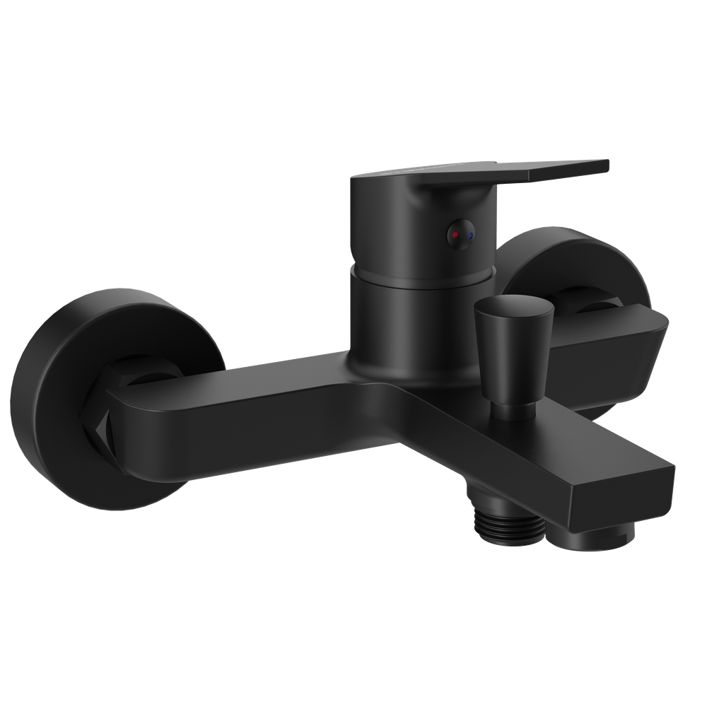 Смеситель для ванны с душем STWORKI Кронборг S28100BK + Душевой гарнитур Ольборг S20190BK, матовый черный