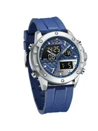 Часы наручные кварцевые NAVIFORCE на силиконовом ремешке, серебристый/синий W8740-01