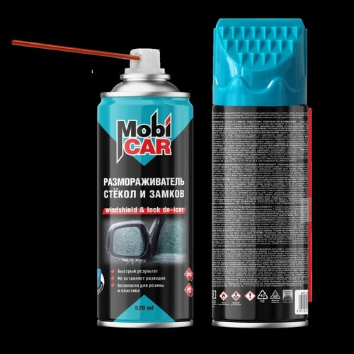 Размораживатель замков 520 мл (аэрозоль) с колпачком-скребком (MobiCar)