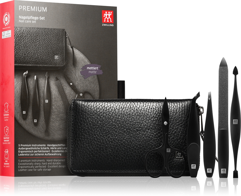 Zwilling Premium Black - Набор для маникюра для мужчин, 5 szt.