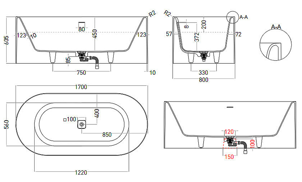 Ванна Salini PERLA S-sense 1049101G 170x80 белая