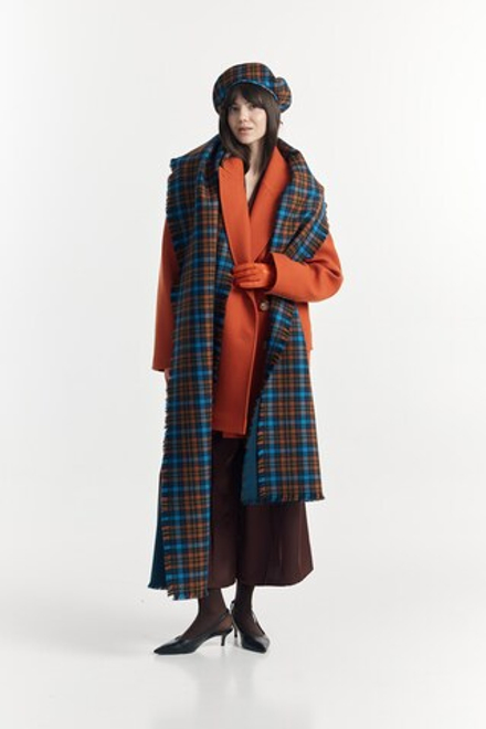 Шарф палантин клетка/синий