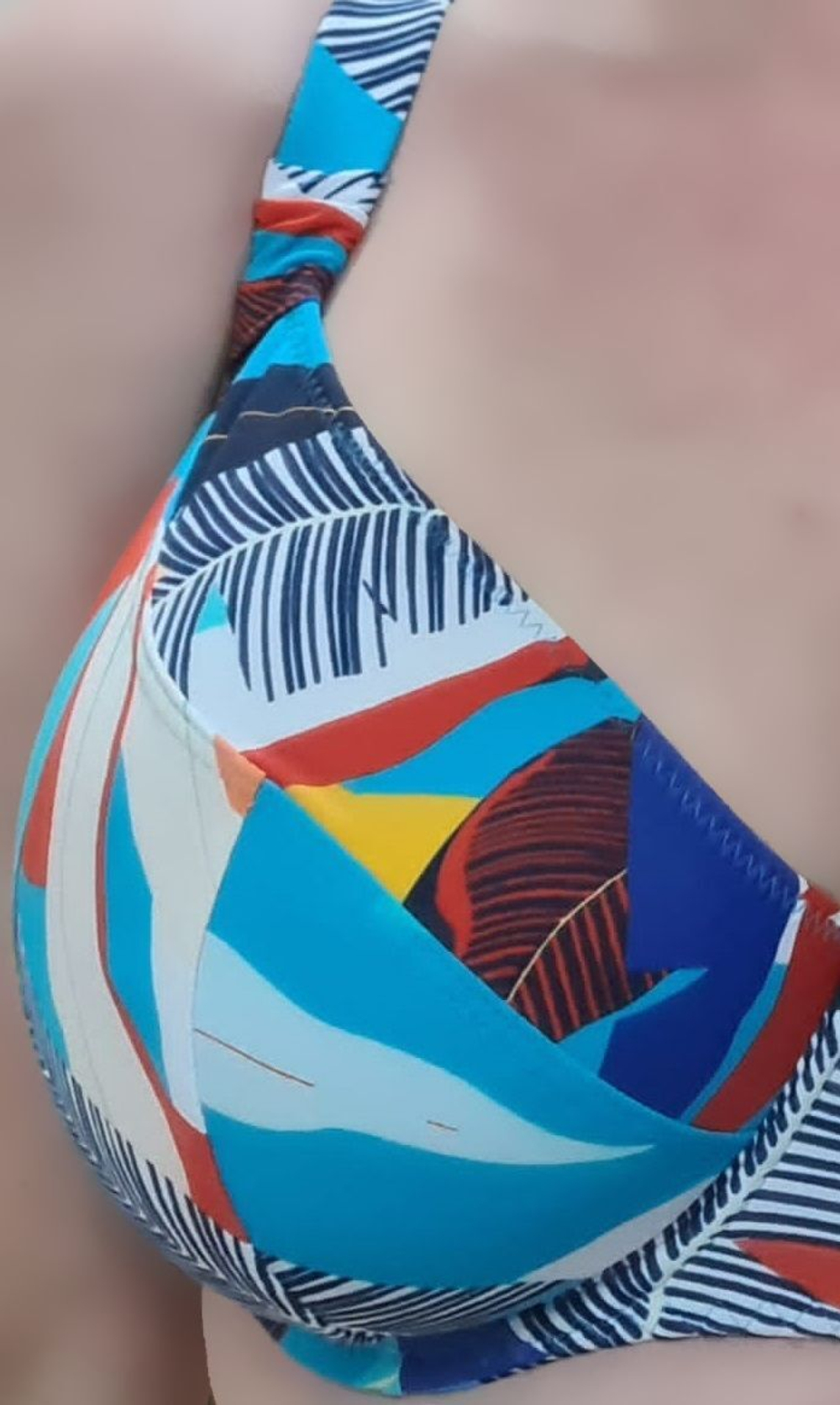 Купальный бюстгальтер с ярким растительным рисунком (Размер: 65J) (Цвет: разноцветный)