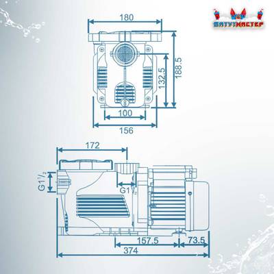 Песочный фильтр для бассейна до 52 м³ с насосом KP256, до 30 кг песка, 6,5 м³/ч, WL-ADG400Е