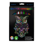Карандаши цветные, Basir, пластиковые, серия "Сова", цветная упаковка, 18 шт
