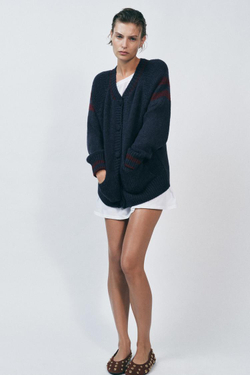 ZARA КОМБИНИРОВАННЫЙ КАРДИГАН, СИНИЙ