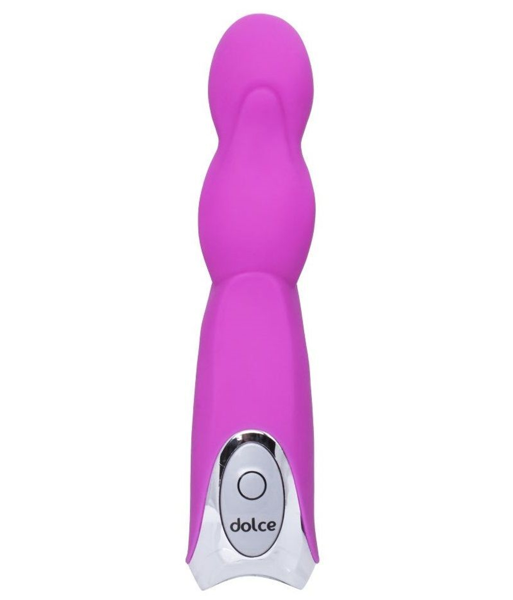 Ярко-розовый вибратор Dolce Leo - 16,5 см.