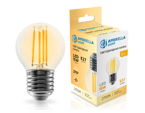 Лампа светодиодная Filament 451523 LED G45 15W E27 2700K 220-240V