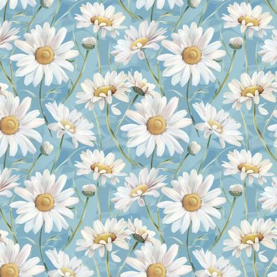 Милые ромашки на голубом фоне