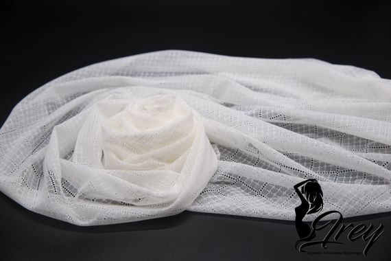Сетка эластичная, ромб узор, айвори 004