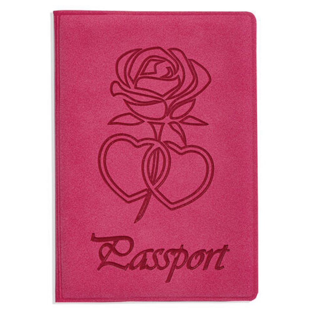 Обложка для паспорта STAFF, бархатный полиуретан, "Роза", розовая, 237619