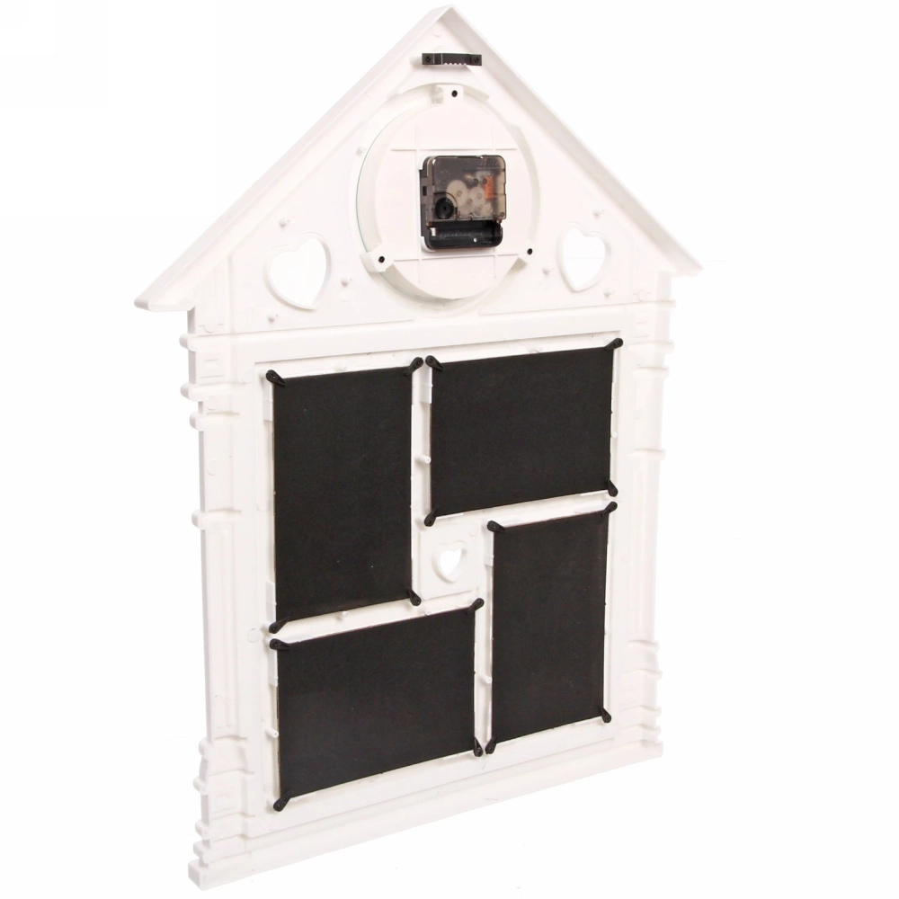 Фоторамка-коллаж с часами 52*42см «Дом» цвет белый, на 4 фото, пластик