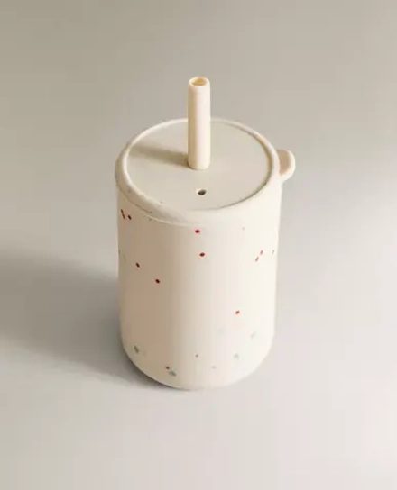 ZARA HOME ДЕТСКИЙ СТАКАН С ПРИНТОМ В ГОРОШЕК И ТРУБОЧКОЙ, РАЗНОЦВЕТНЫЙ