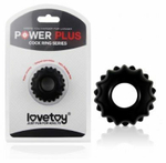 Чёрное эрекционное кольцо POWER PLUS Cockring с выступами (Цвет: черный)