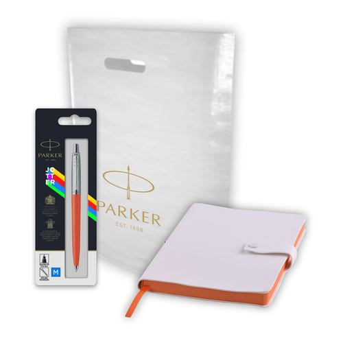 Подарочный набор: Шариковая ручка Parker Jotter ORIGINALS ORANGE CT в БЛИСТЕР и Ежедневник недатированный белый