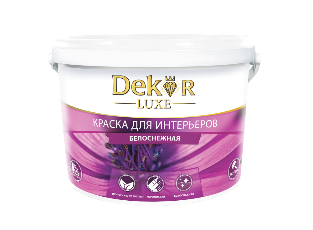 DEKOR LUXE  Краска ВД-АК-216 для интерьеров белоснежная 14кг (Кубанские краски)