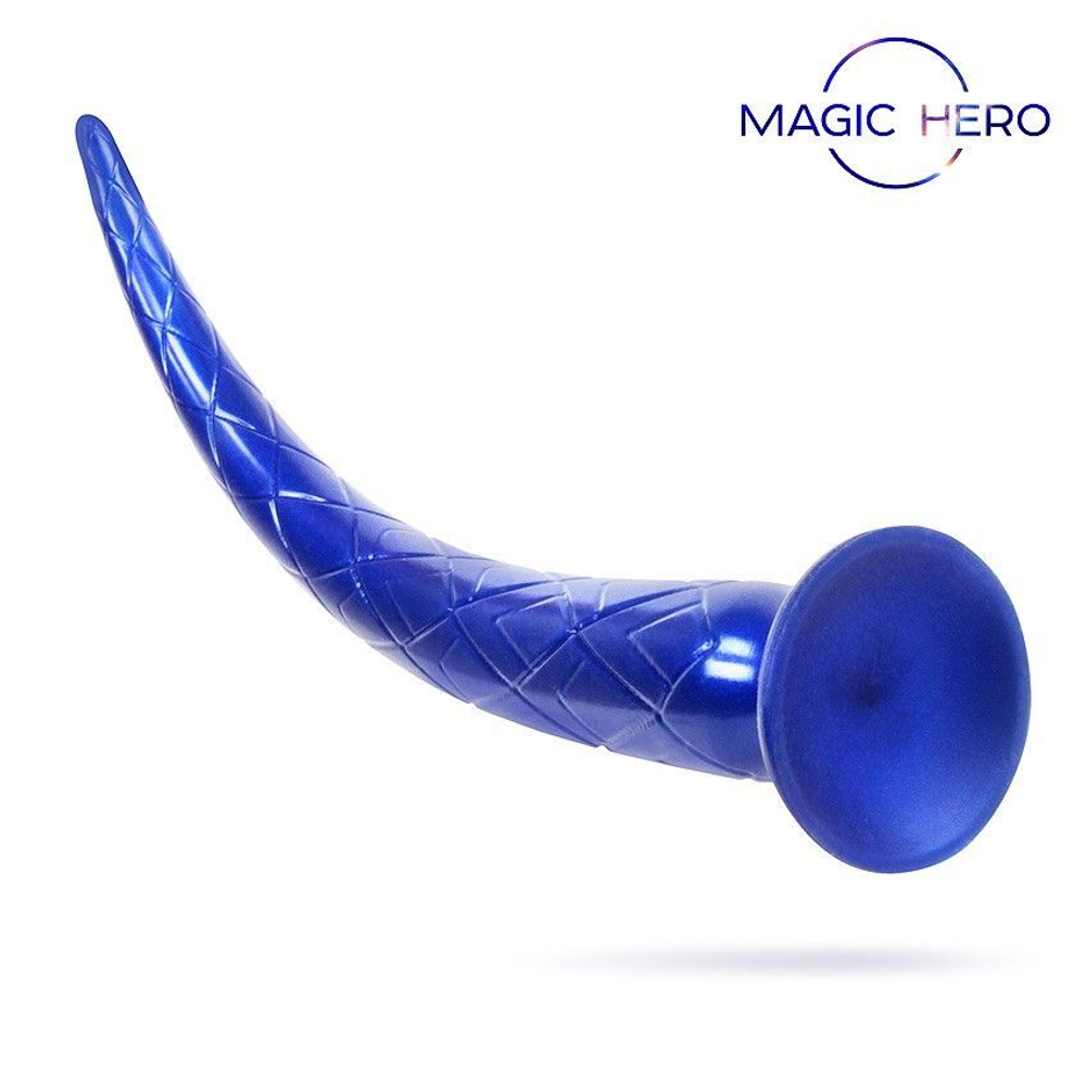 Синий стимулятор с ромбовидным рельефом - 37 см. (Цвет: синий)