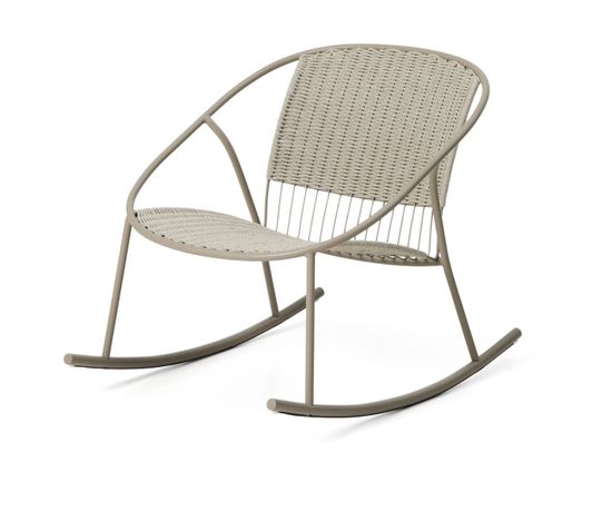 Кресло-качалка уличное Atrani из стали и веревки бежевого цвета