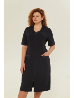 Халат трикотажный с гипюром домашний на молнии