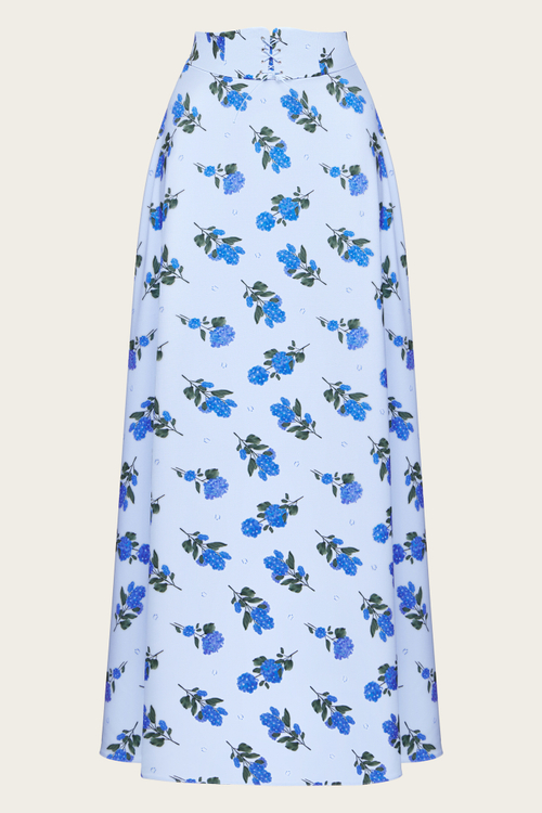 Голубая юбка-макси с цветочным принтом "Фелиция"