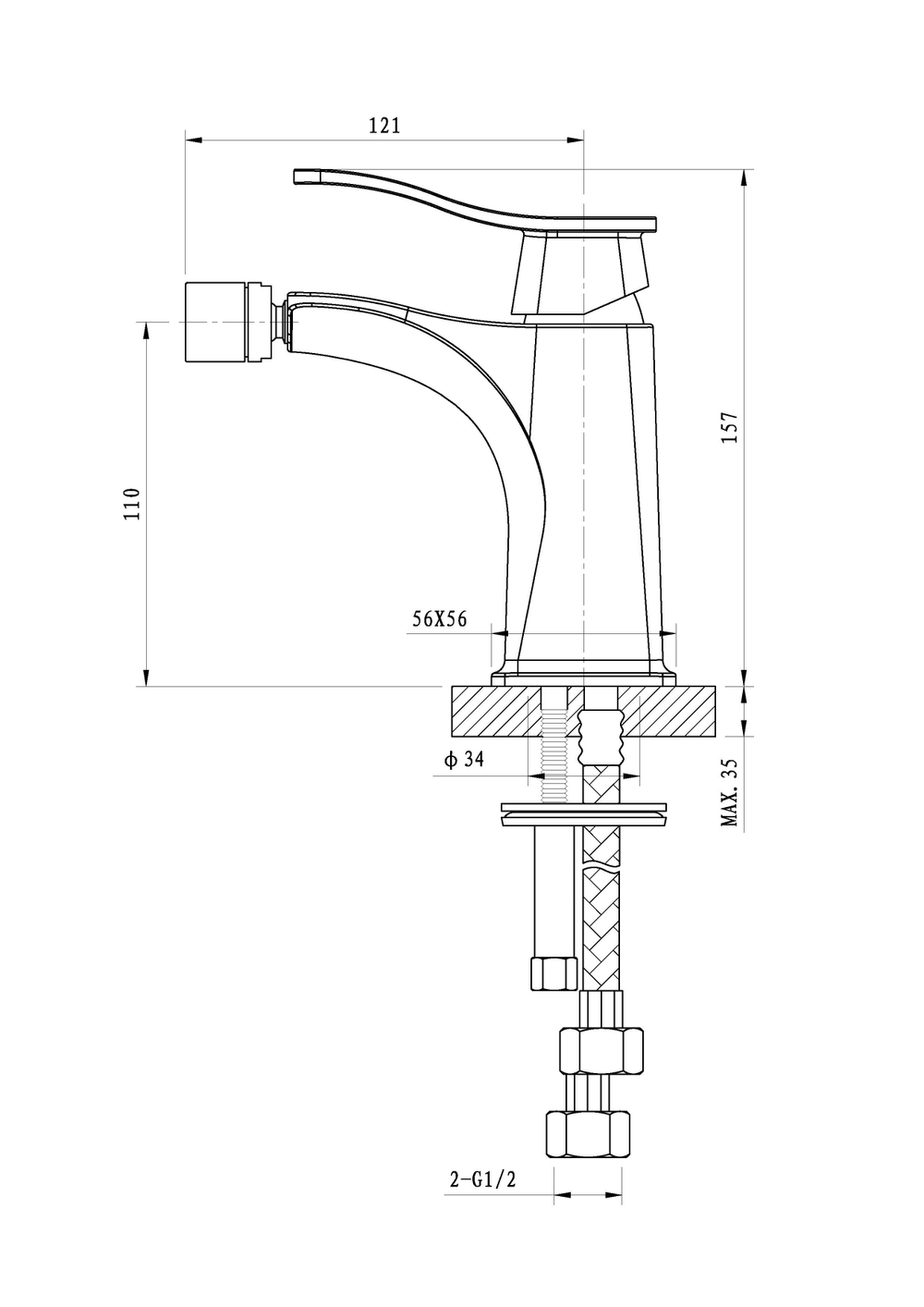 Смеситель для биде WONZON & WOGHAND NAVIA, Хром (WW-185001-CR)