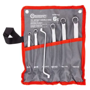 Ключи накидные, отогнутые на 75град., набор 6пр. (6х7, 8х9, 10х11, 12х13, 14х15, 16х17мм) FORCEKRAFT FK-50610P