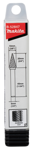 Насадка твердосплавная 10x20x6 для ПШМ, (сталь/нержавейка, алмазный тип, SM) Makita B-52847