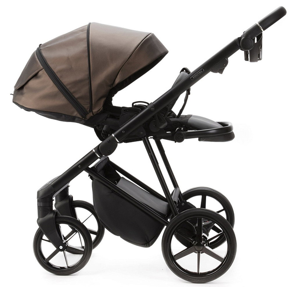 Детская коляска Adamex Vasco Deluxe 2 в 1 V-SM16 (БЕЖ МЕТАЛИК КОЖА)