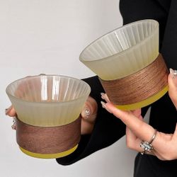 Чашка 210 мл кофейная без ручки желтая матовая Japanese Style Optical дерев. вставка Barista [1]