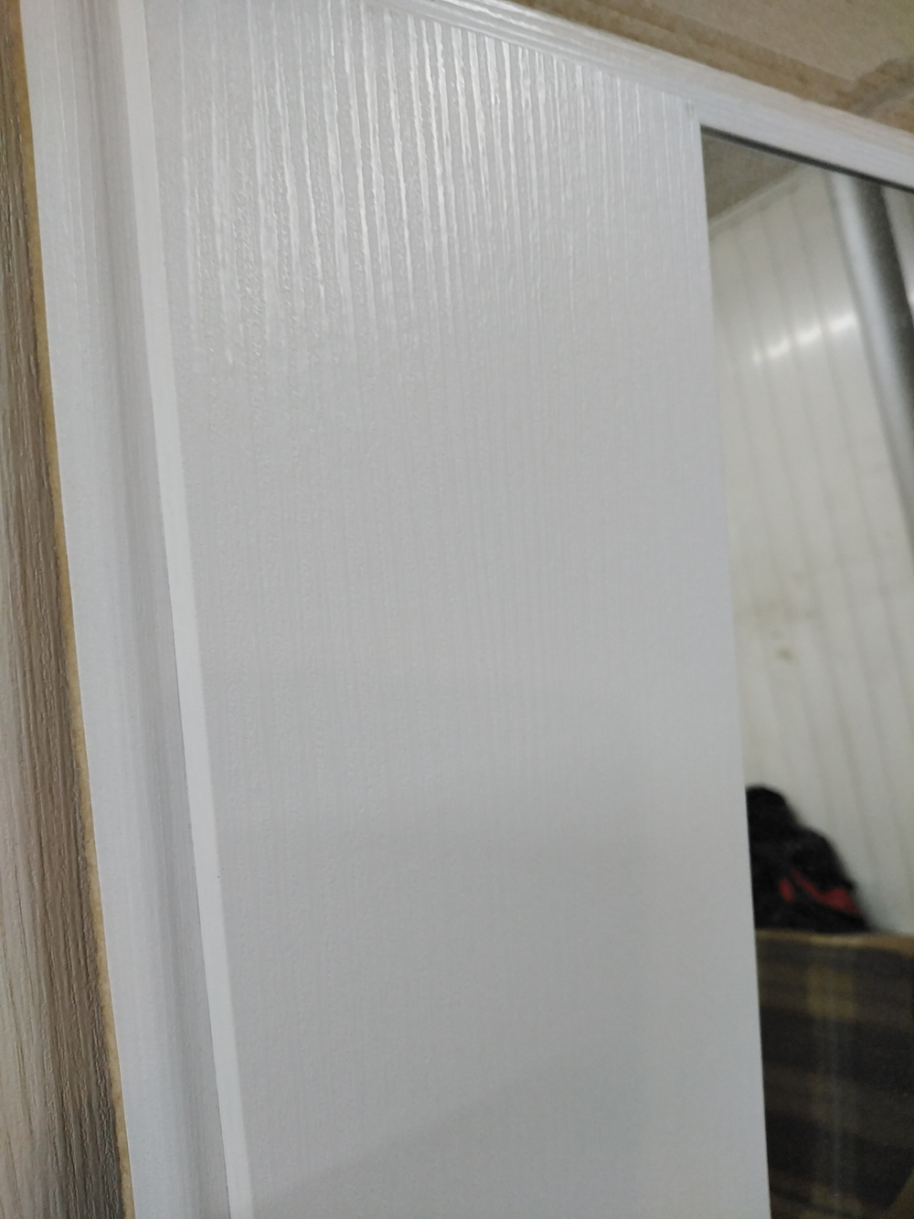 Входная дверь в квартиру с зеркалом  Император 3К Софт графит (белая коробка) №61 Белый ясень